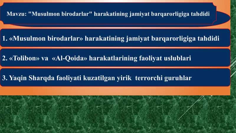 Musulmon birodarlar harakatining jamiyat barqarorligiga tahdidi