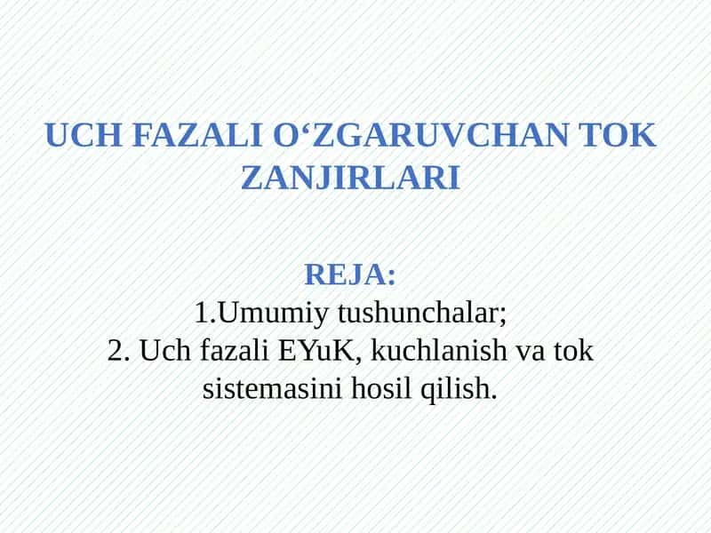 UCH FAZALIO‘ZGARUVCHANTOKZANJIRLARIREJA