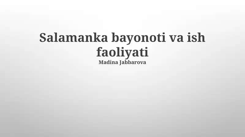 Salamanka bayonoti va ish faoliyati