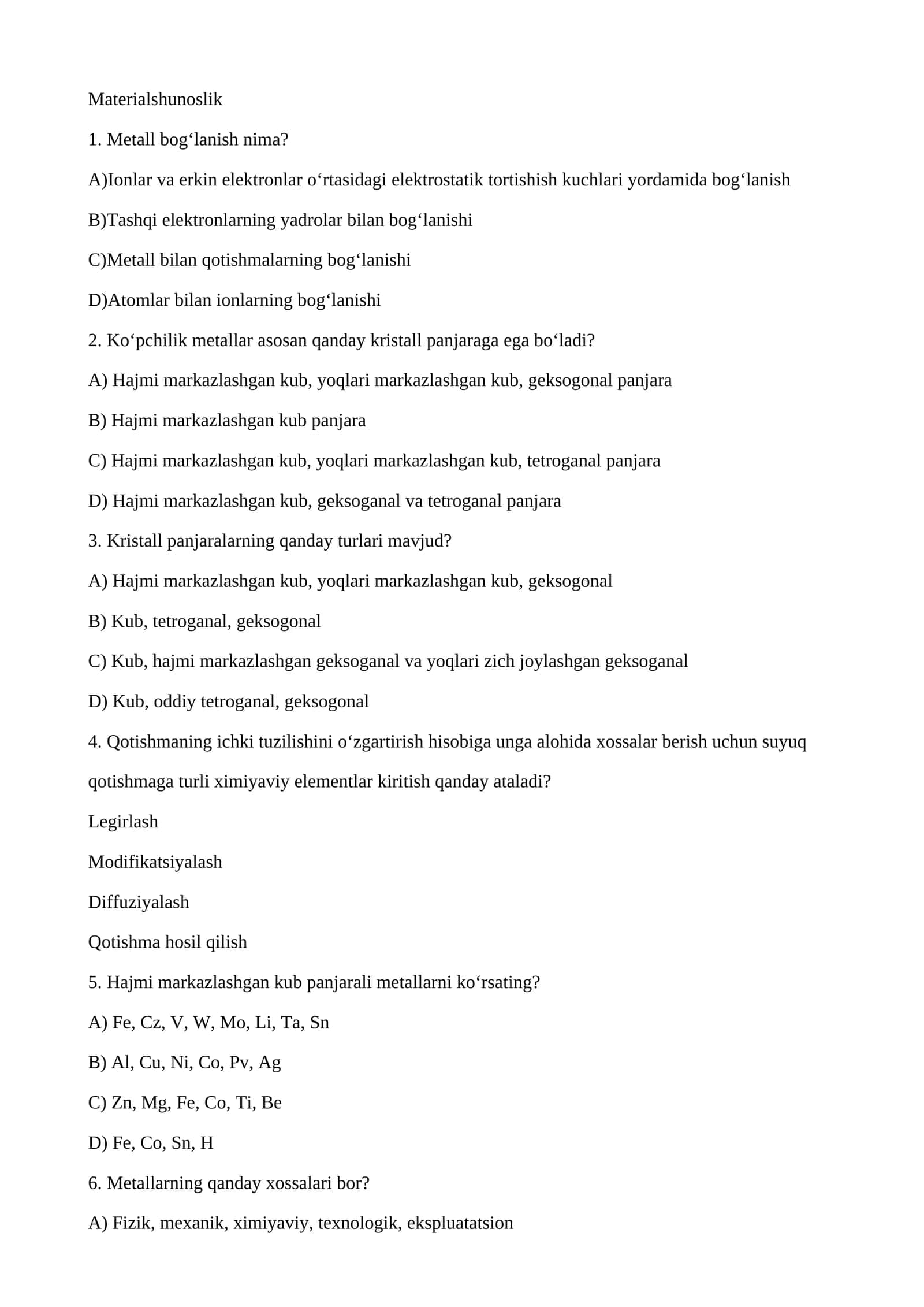 Materialshunoslik