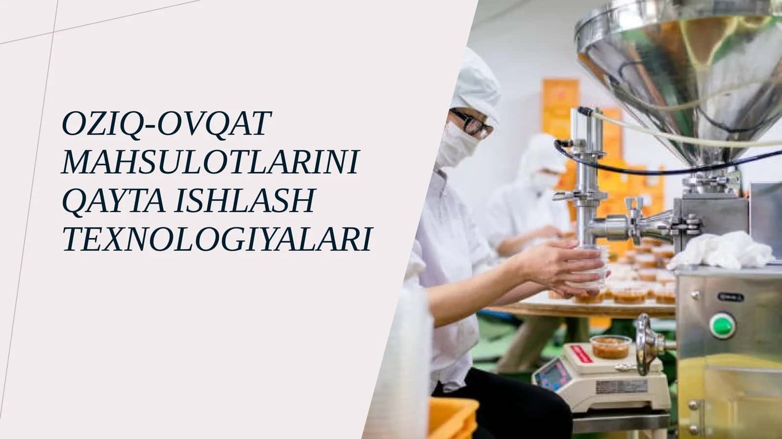Oziq-ovqat mahsulotlarini qayta ishlash texnologiyalari
