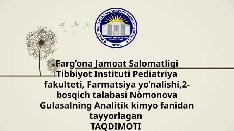 Gravimetrik usulda BaCl2:2H2O kristallogidrati tarkibidagi suvni massa ulushini aniqlash