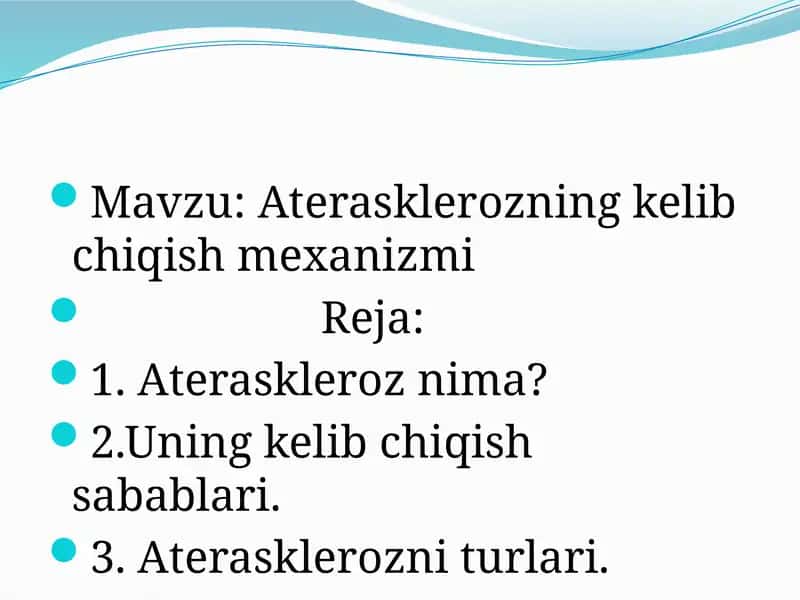 Aterosklerozning Kelib Chiqishi Mexanizmi