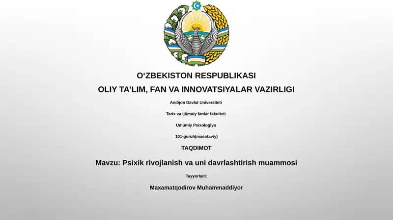 Psixik rivojlanish va uni davrlashtirish muammosi