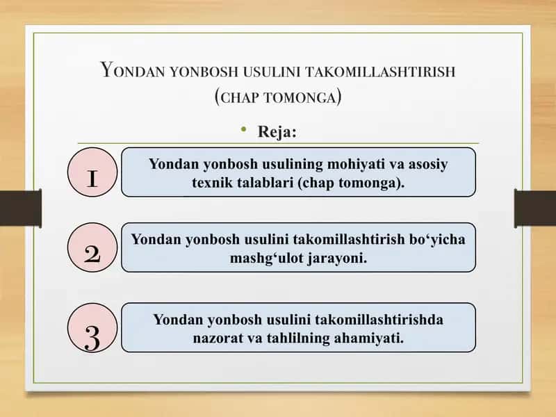 Yondan yonbosh usulini takomillashtirish (chap tomonga)