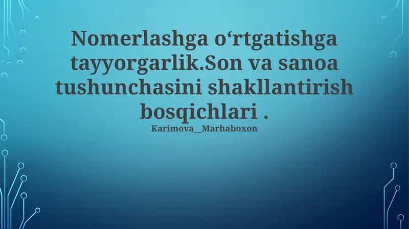 Nomerlashga oʻrtgatishga tayyorgarlik