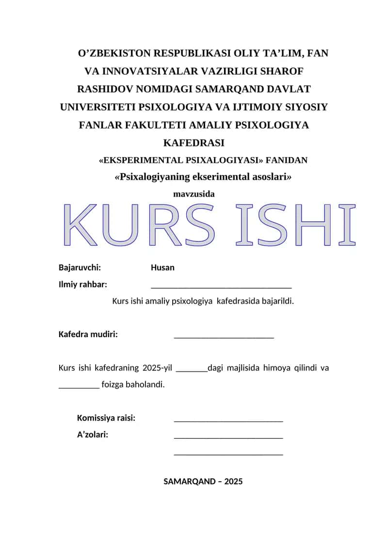 Psixalogiyaning ekserimental asoslari