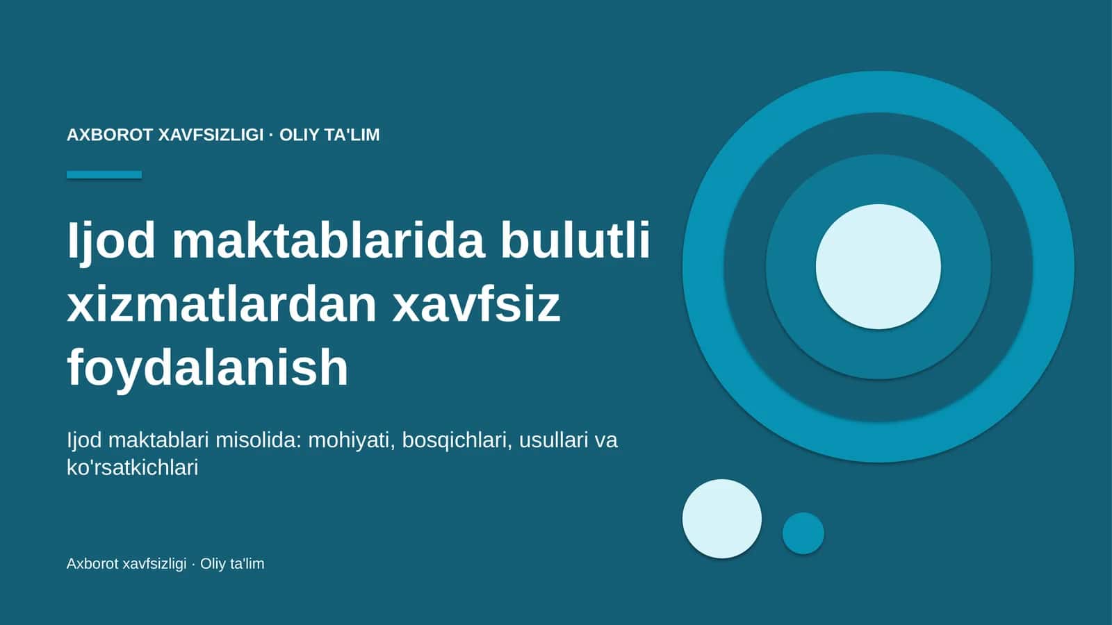 Ijod maktablarida bulutli xizmatlardan xavfsiz foydalanish