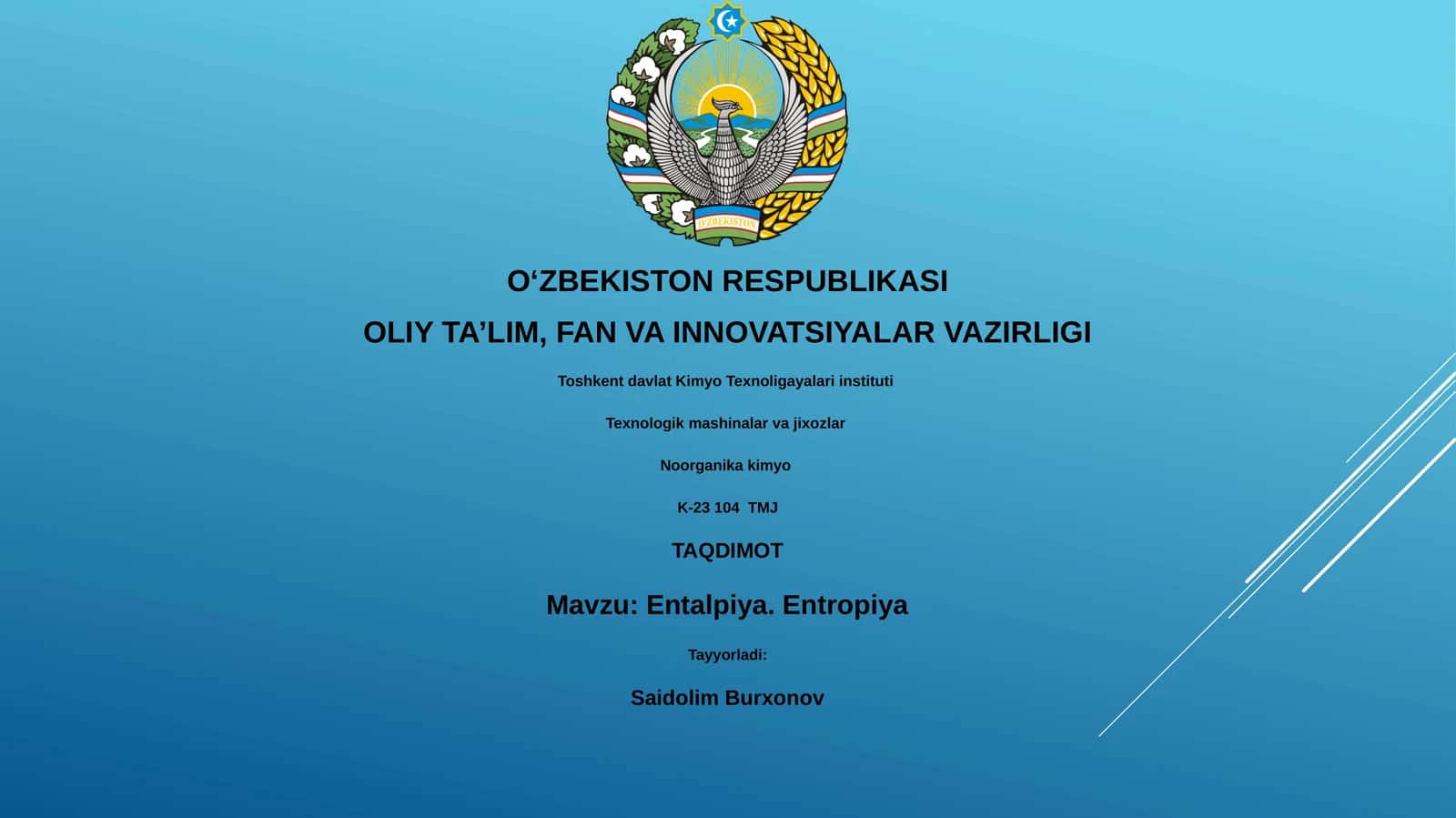 Entalpiya. Entropiya