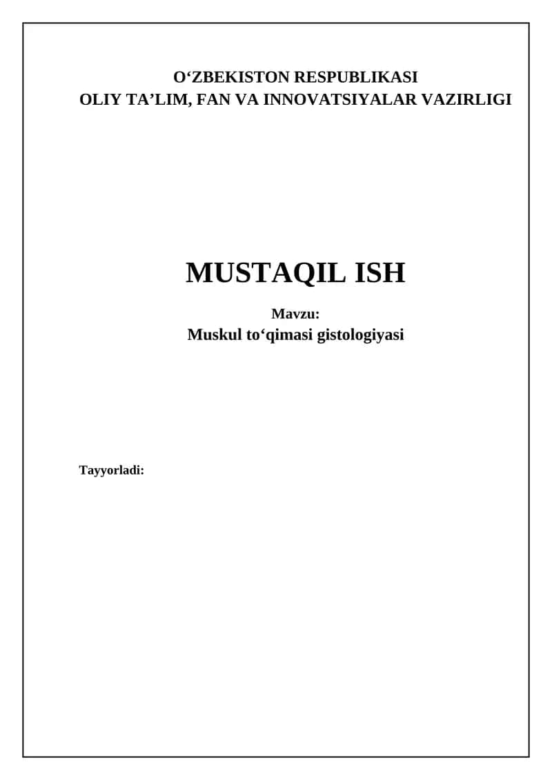 Muskul toʻqimasi gistologiyasi