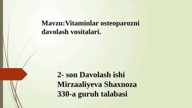 Vitaminlar osteoporozni davolash vositalari