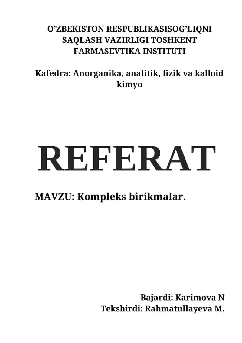 Kоmplеks birikmаlаr