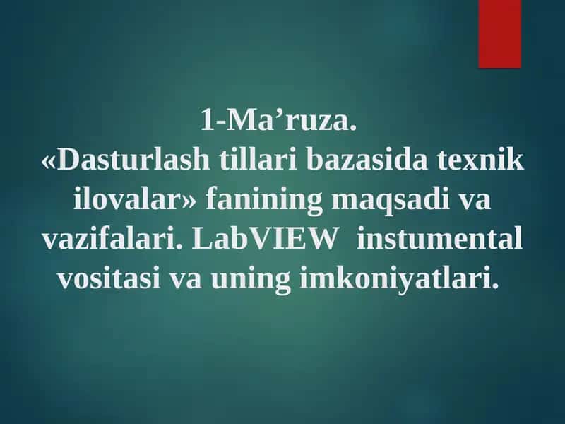 Dasturlashtillari bazasida texnik ilovalar