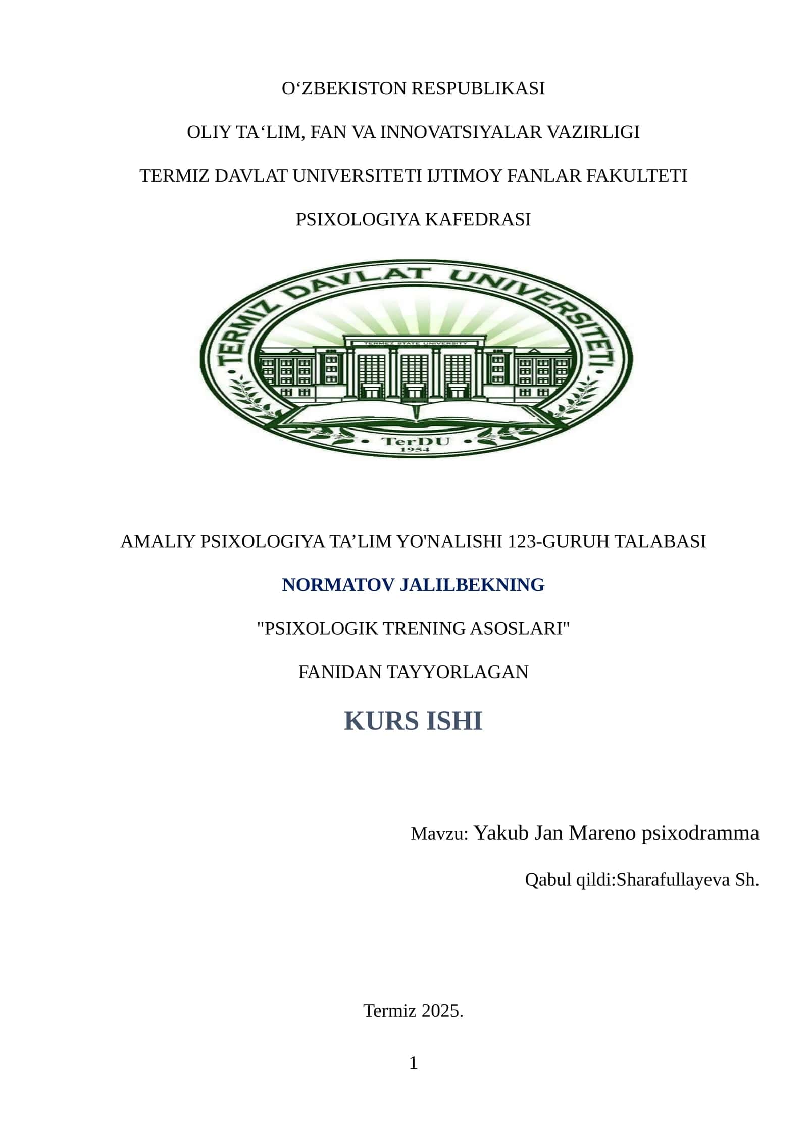 Yakub Jan Mareno psixodramma