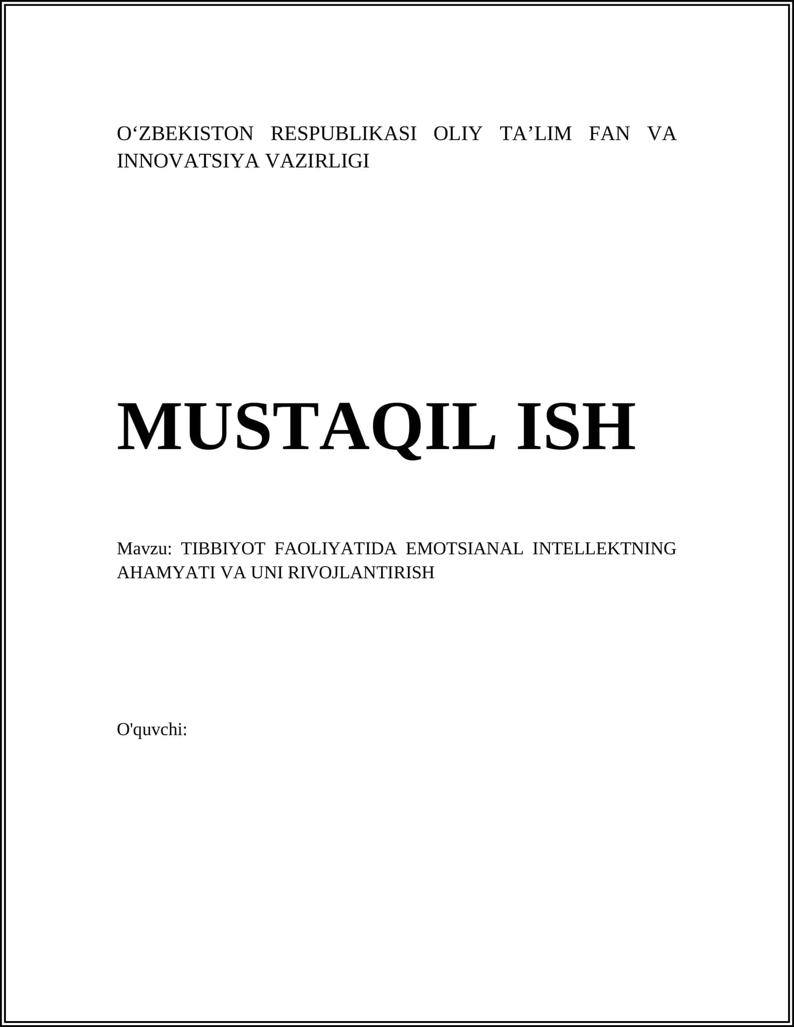 Tibbiyotda Emotsional Intellekt: Nazariy Asoslar va Tushunchalar