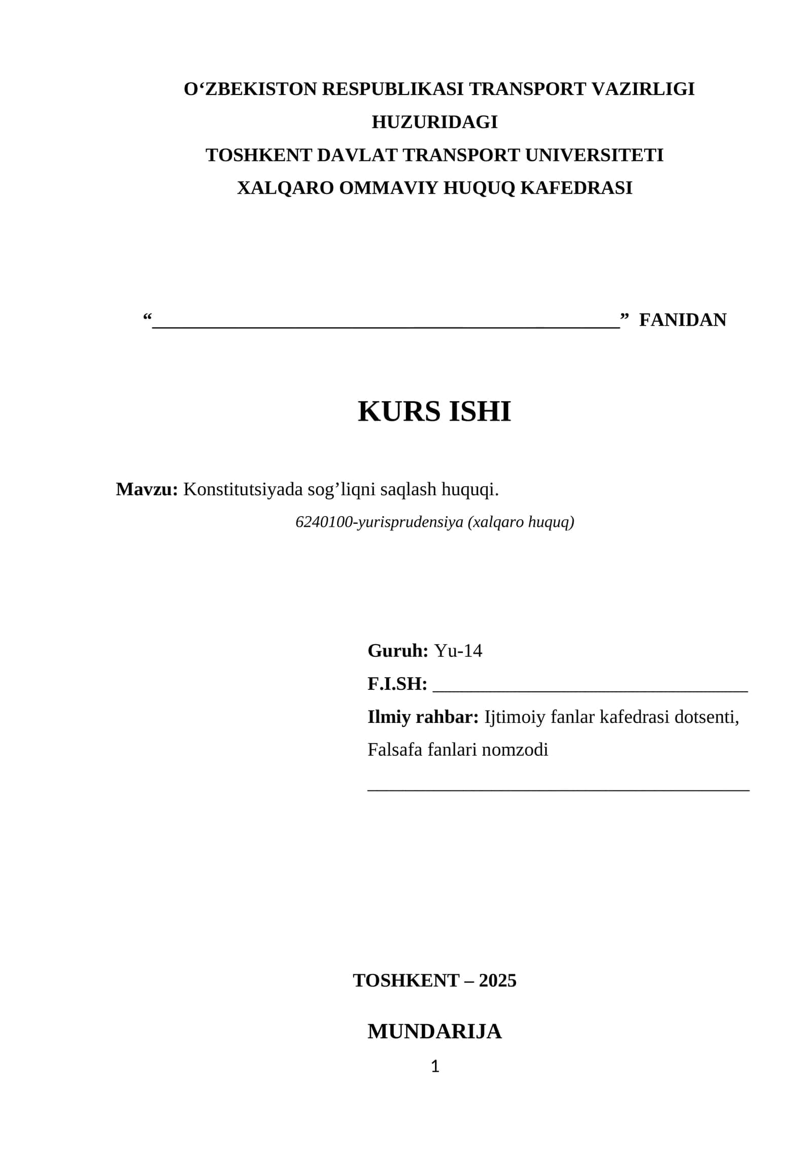Konstitutsiyada sog’liqni saqlash huquqi