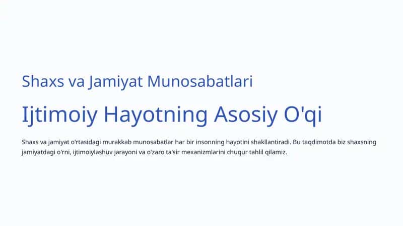 Shaxs va Jamiyat Munosabatlari