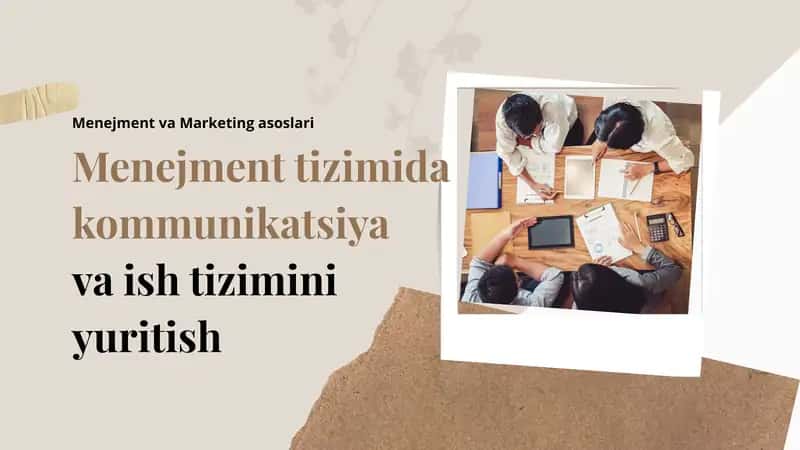 Menejment tizimida kommunikatsiya va aloqa