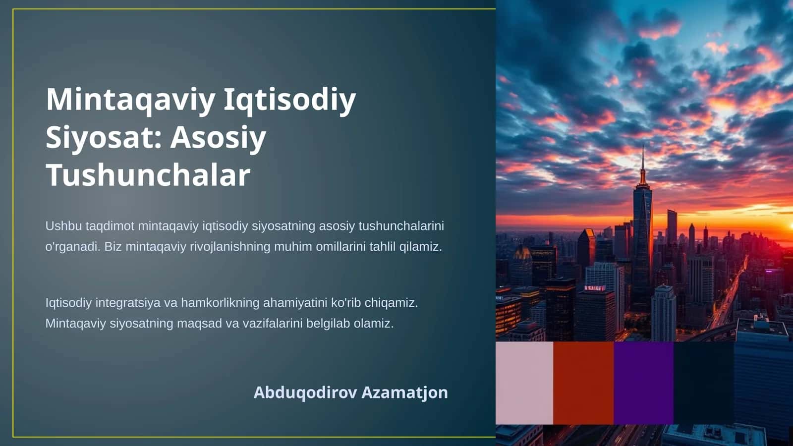 Mintaqaviy Iqtisodiy Siyosat: Asosiy Tushunchalar