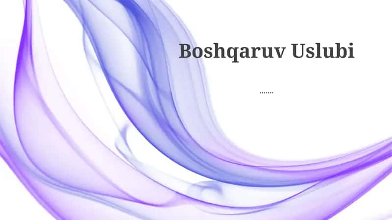 Boshqaruv Uslubi
