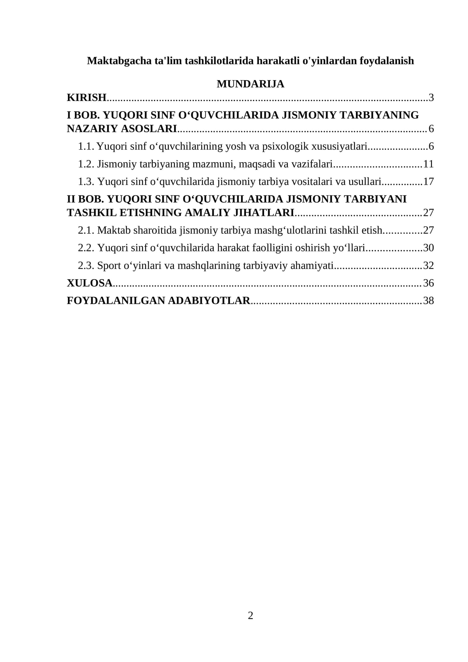 Yuqori sinf o‘quvchilarida jismoniy tarbiyaning mazmunini o‘rganish
