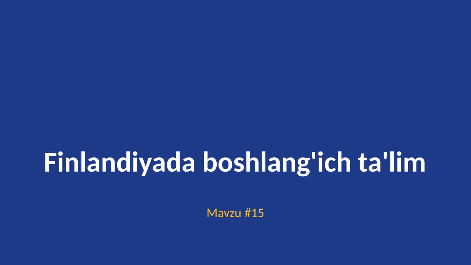 Finlandiyada boshlang'ich ta'lim