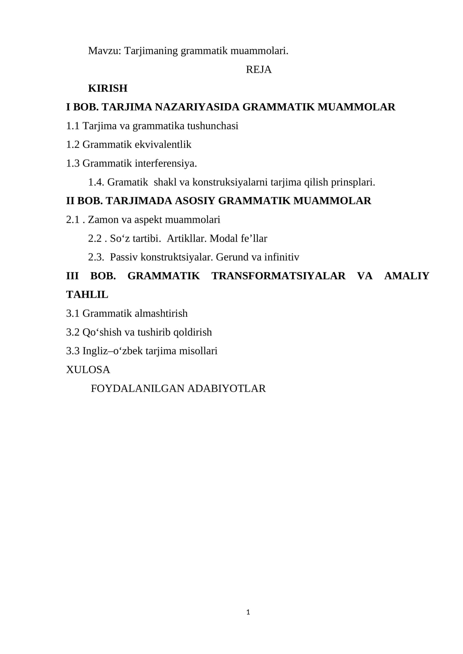 Tarjimaning grammatik muammolari