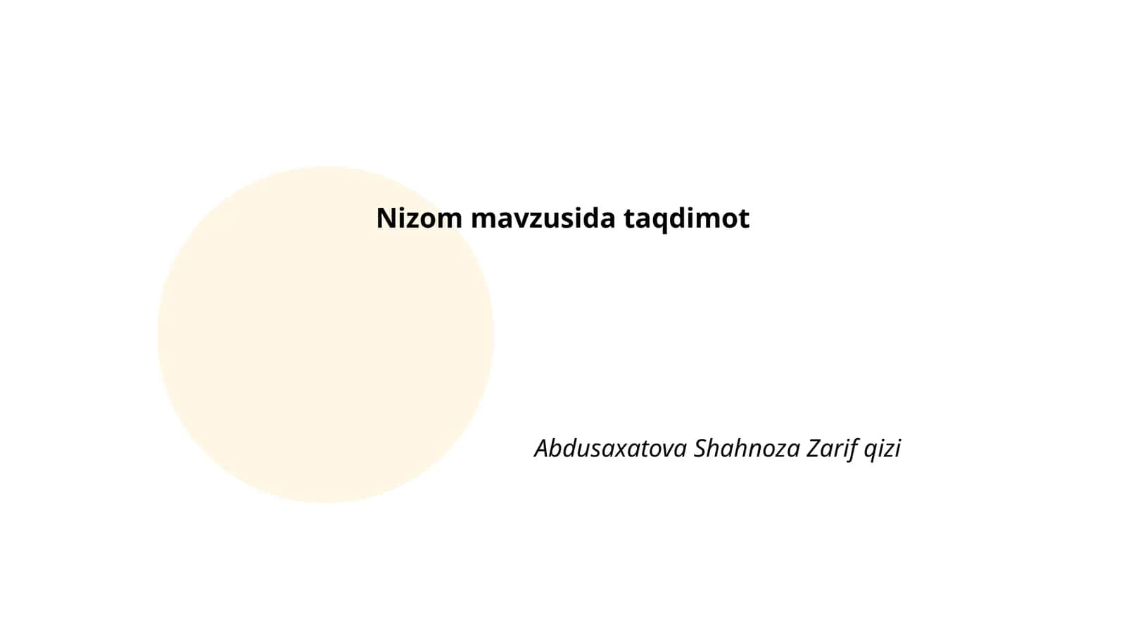 Nizom mavzusida taqdimot