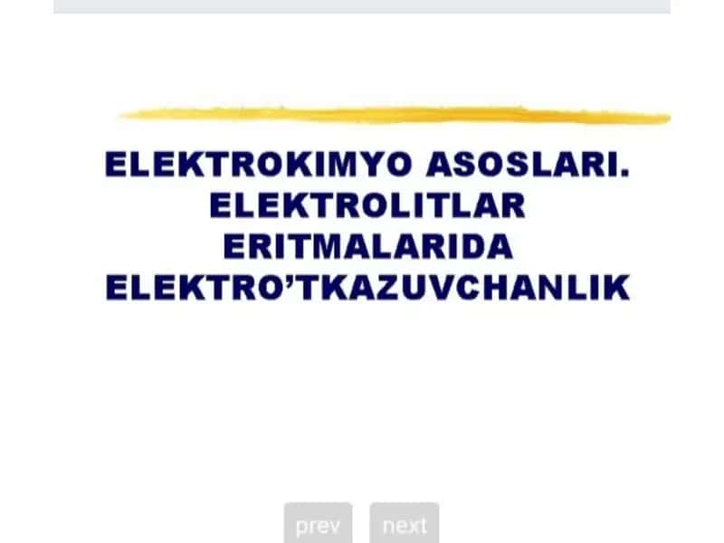 ELEKTROKIMYO ASOSLARI