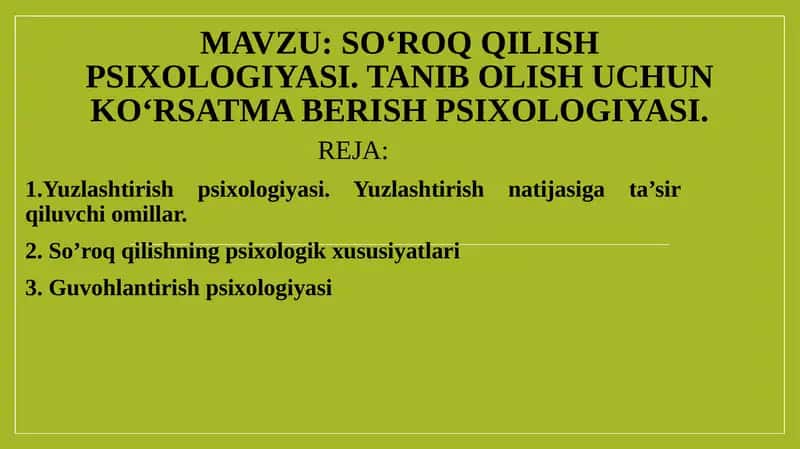 Yuzlashtirish psixologiyasi