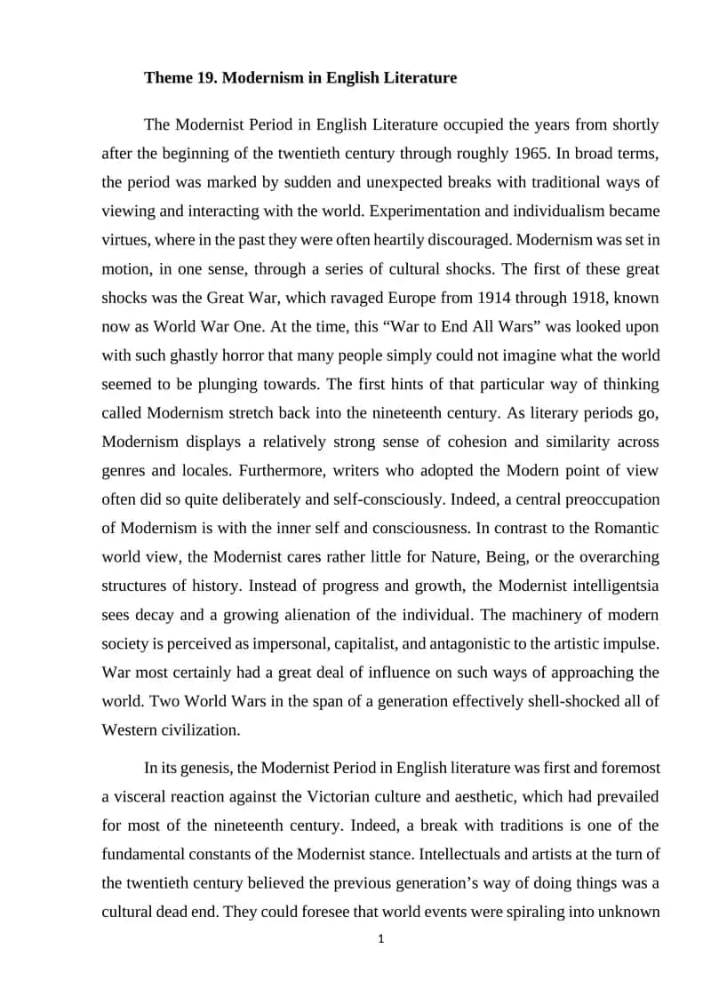 Modernism in English Literature