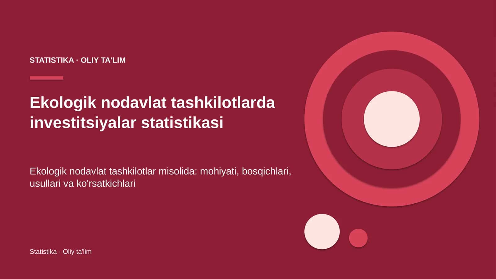 Ekologik nodavlat tashkilotlarda investitsiyalar statistikasi