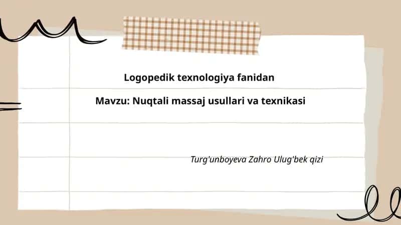 Nuqtali massaj usullari va texnikasi