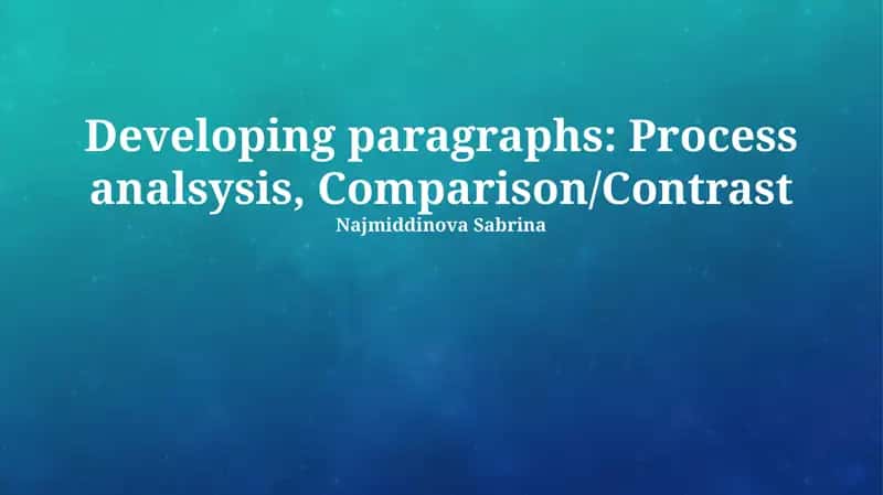 Comparison/Contrast Paragraphs
