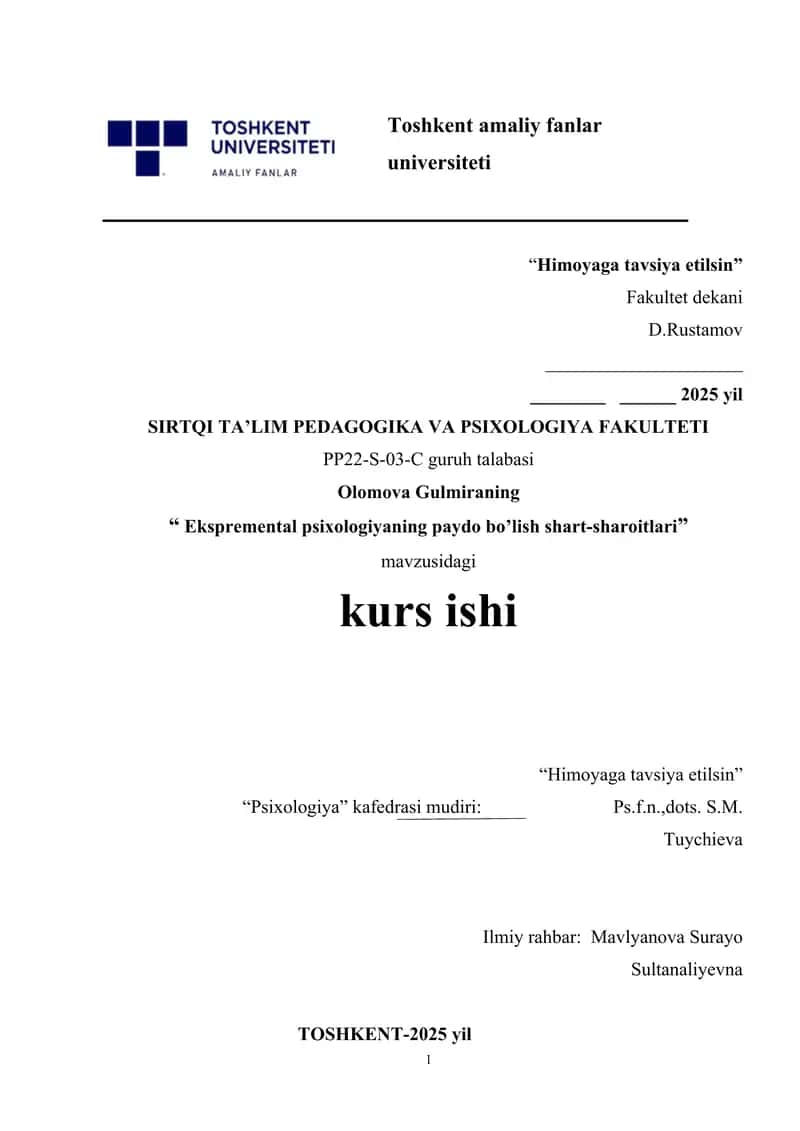Ekspremental psixologiyaning paydo bo’lish shart-sharoitlari.