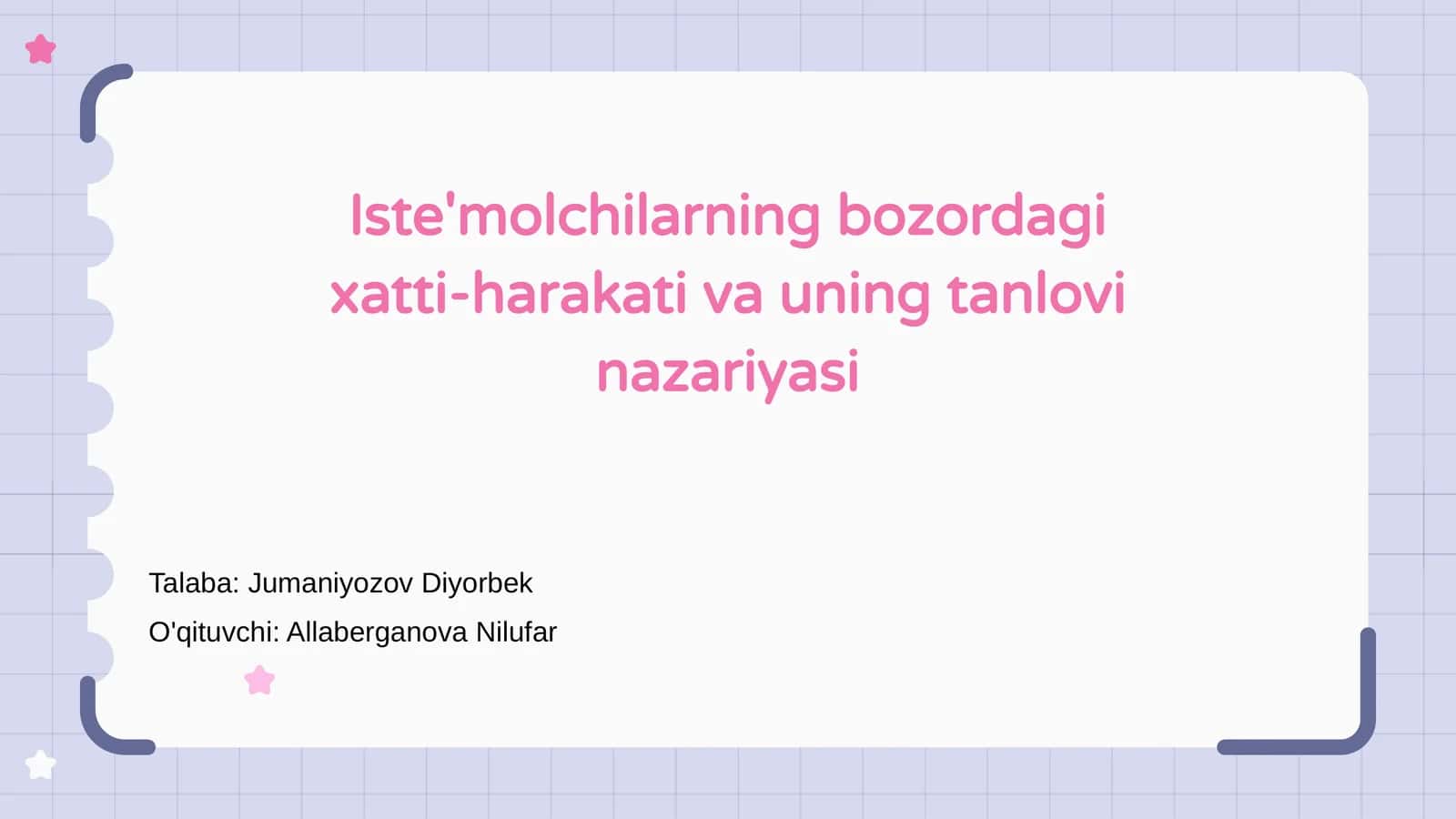 Iste'molchilarning bozordagi xatti-harakati va uning tanlovi nazariyasi