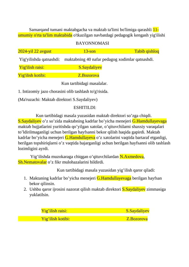 Kun tartibidagi masalalar