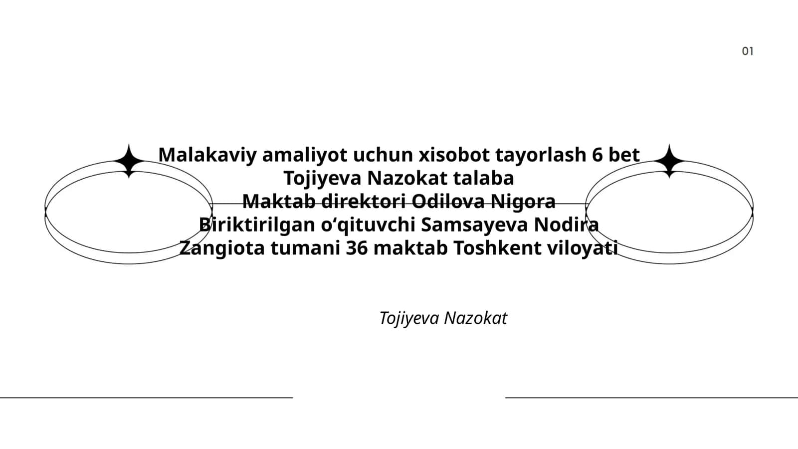 Malakaviy amaliyot uchun xisobot tayorlash 6 bet