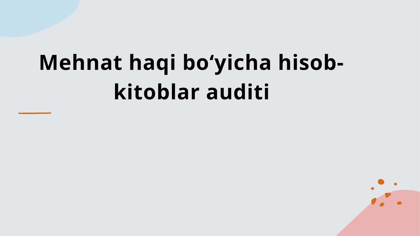 Mehnat haqi bo‘yicha hisob-kitoblar auditi