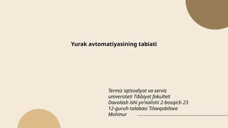 Yurak avtomatiyasining tabiati