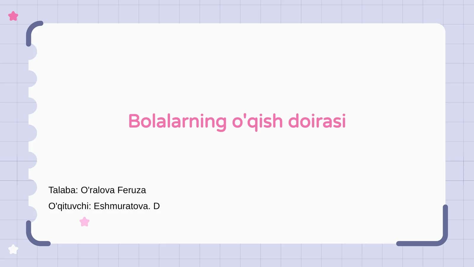 Bolalarning o'qish doirasi