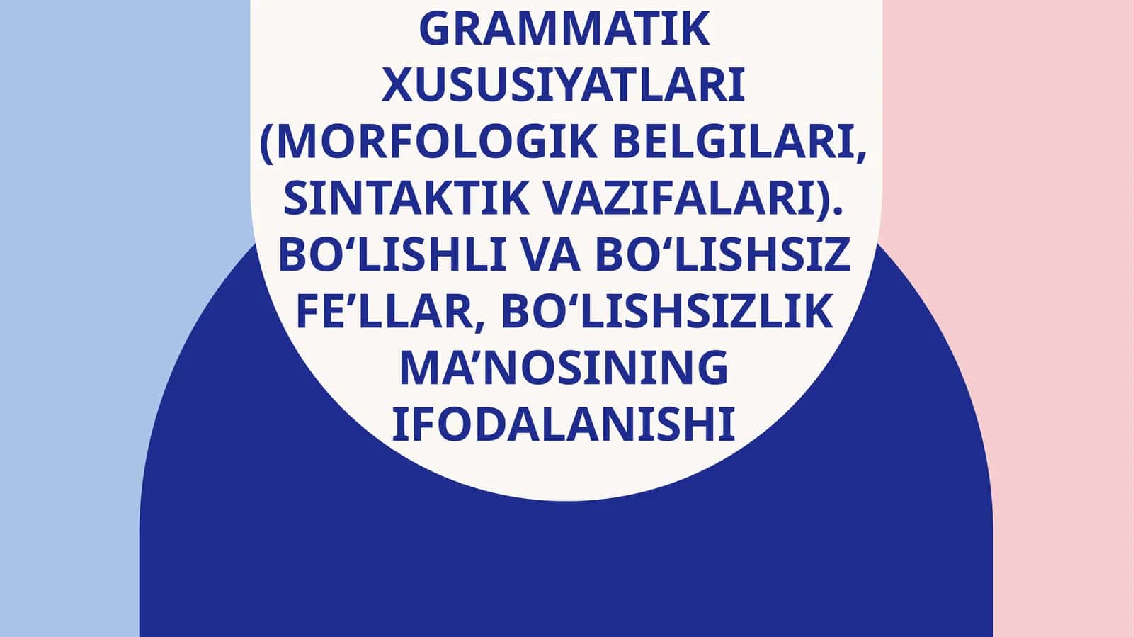 Fe’l. Fe’lning grammatik xususiyatlari (morfologik belgilari, sintaktik vazifalari). Bo‘lishli va bo‘lishsiz fe’llar, bo‘lishsizlik ma’nosining ifodalanishi