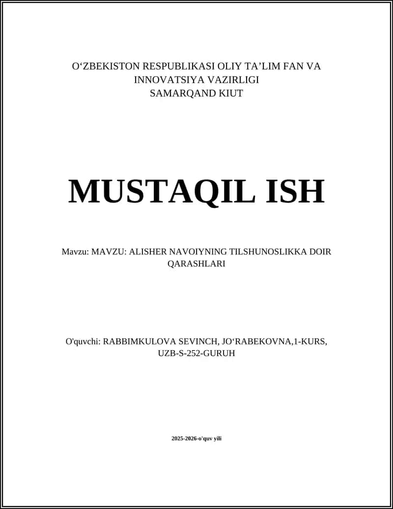 Alisher Navoiyning Tilshunoslikka Doir Qarashlari