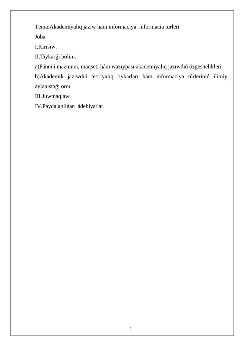 Akademiyalıq jaziw (Academic Writing)