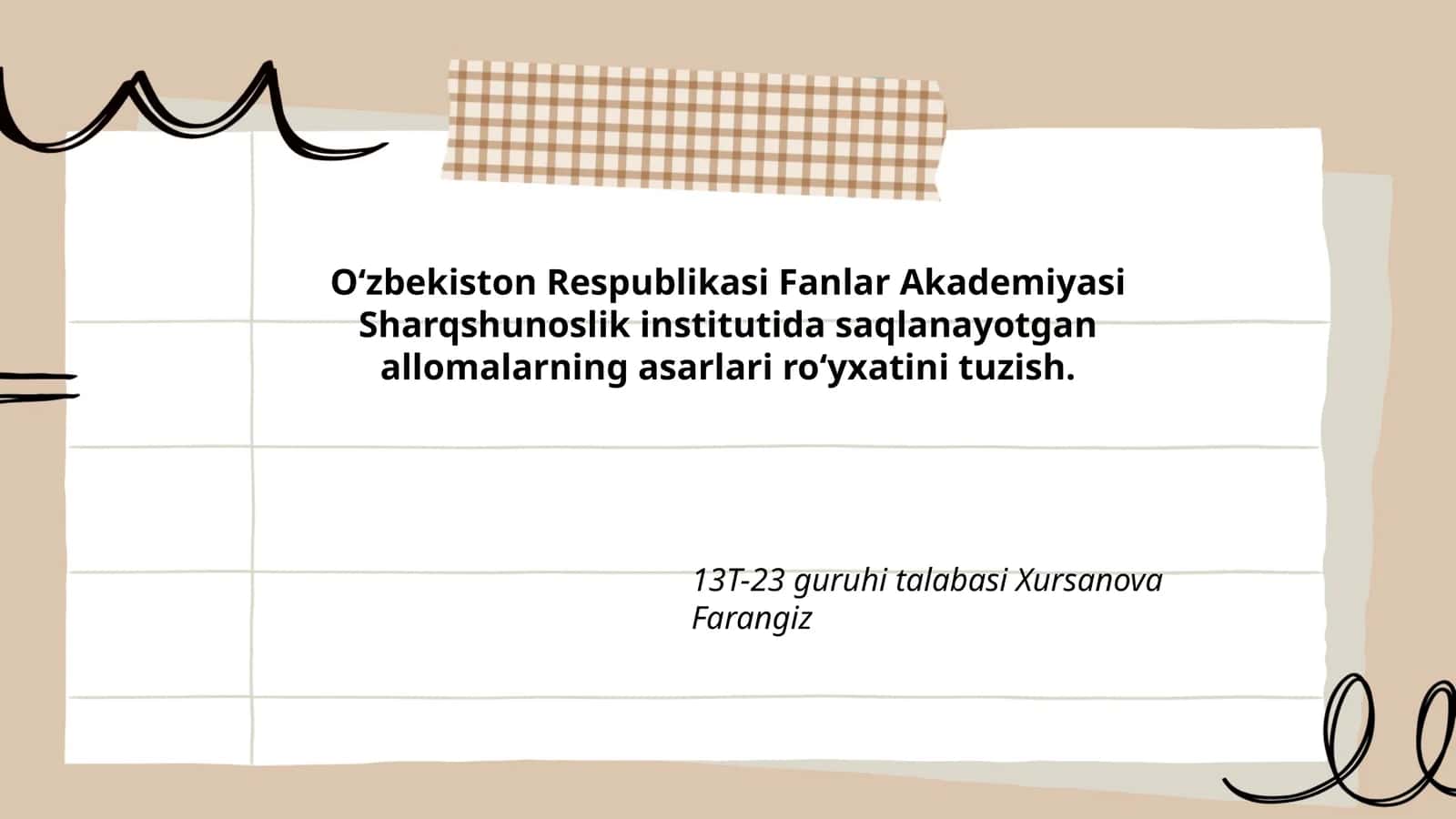 Asarlar ro‘yxati