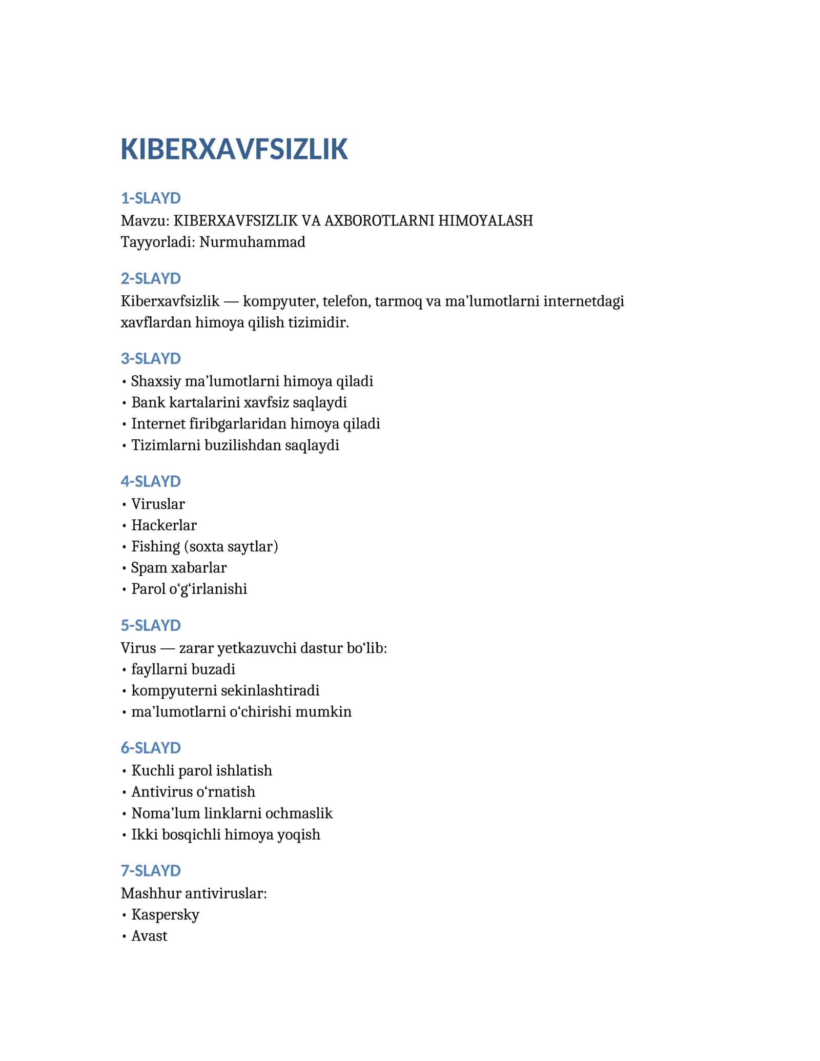 KIBERXAVFSIZLIK
