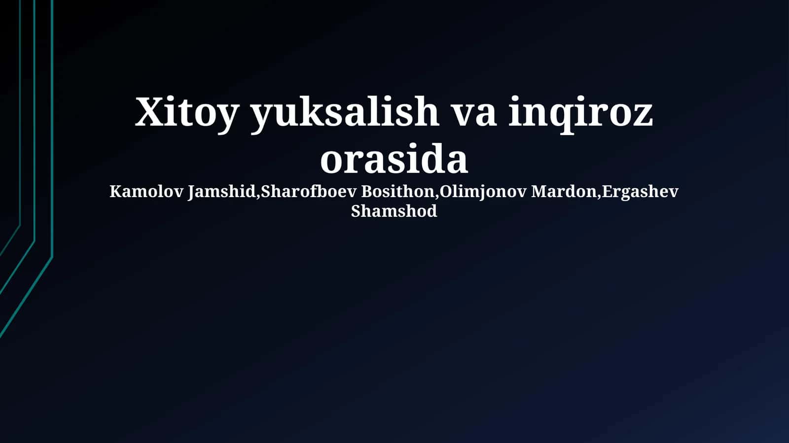 Xitoy yuksalish va inqiroz orasida