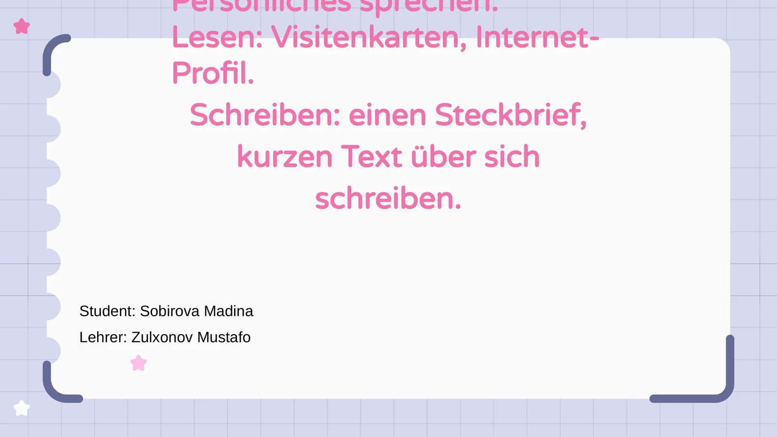 Angaben zur Person