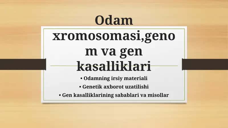 Odam xromosomasi, genom va gen kasalliklari