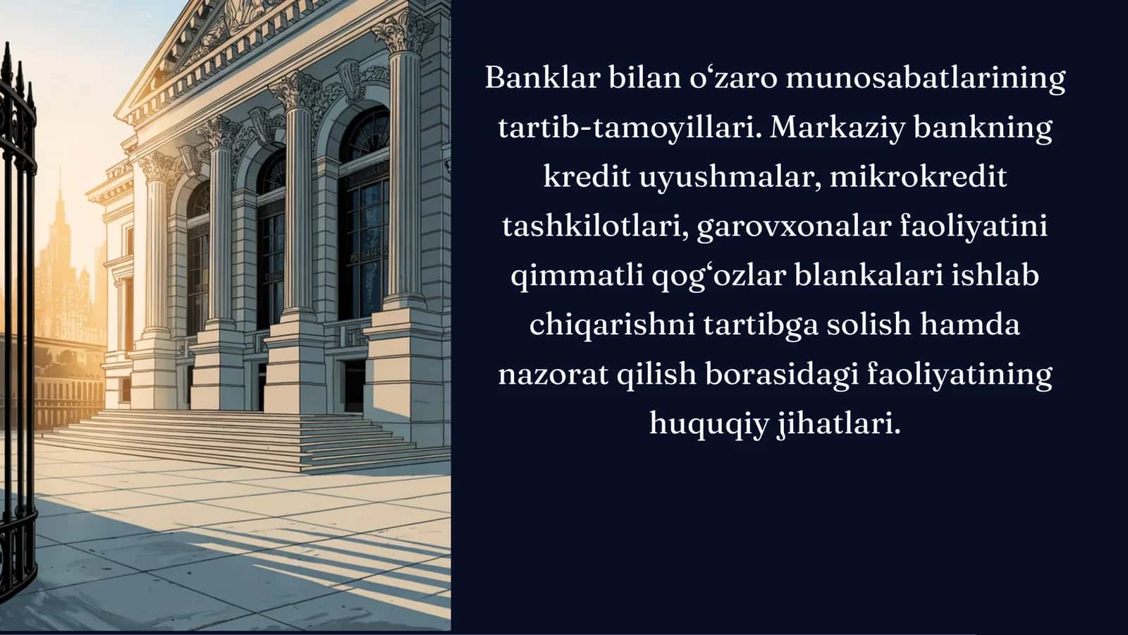 Banklar va nobank kredit tashkilotlari: Huquqiy asos va Markaziy bank roli